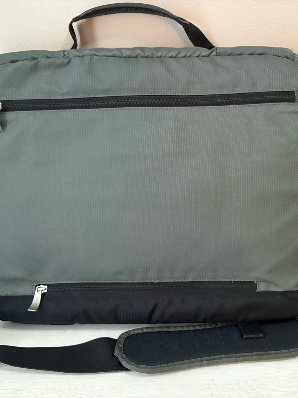 Eddie Bauer Gray Olive Messenger Bag with Padded Strap